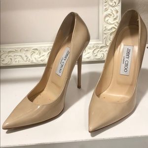 Jimmy Choo nude patent leather heels